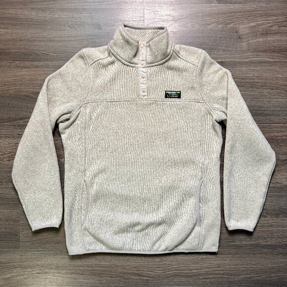 L.L. Bean Women's Sweater Fleece Pullover - Cream White - Picture 1 of 6